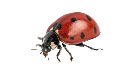 Small colorful red and black ladybug beetle insect isolated on transparent background © Florence