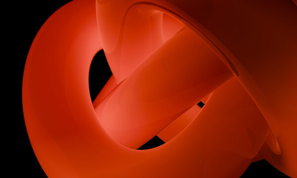 Close-up of a looping 3D glass knot in scarlet