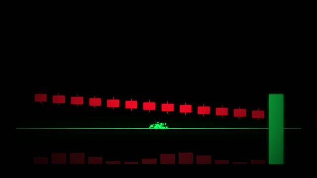 Red candlestick chart showing a downward market trend