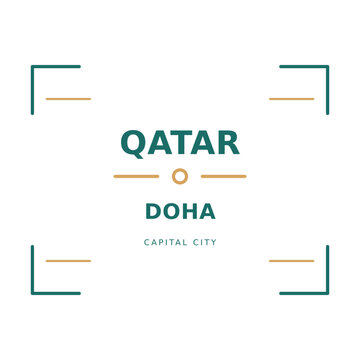 Qatar and its capital Doha typographic vector
