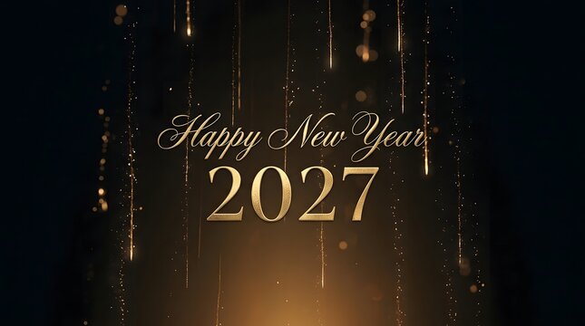 Sparkling new year 2027 golden drops festive background.