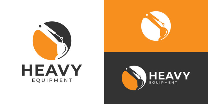 Creative simple heavy equipment logo template. Abstract claw excavation in circle shape for construction industrial logo design vector illustration.