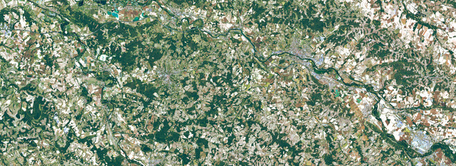 Pau France Urban Landscape and Surrounding Countryside Satellite View © M. Jurzyk