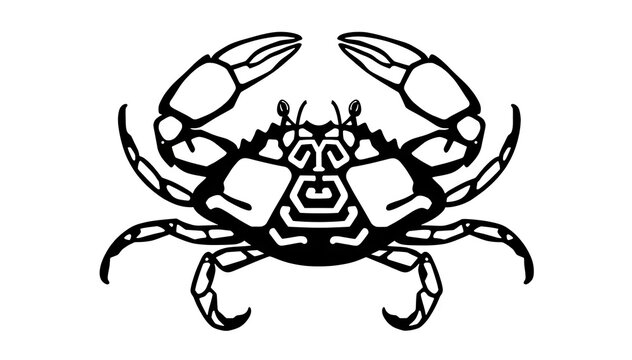 Black and white crab tribal tattoo style vector art