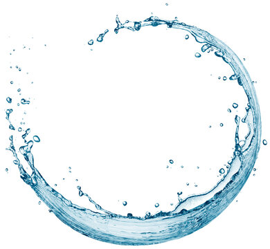 Water splash forming a circle isolated