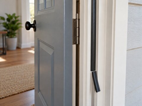 Front door weatherstrip installed to reduce cold drafts