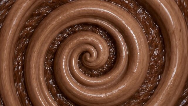 Delicious Creamy Chocolate and Caramel Swirl Motion Loop for Sweet Dessert Food Commercial, Coffee Creamer Branding, Ice Cream Backdrop, and Video Presentation Abstract Swirl Macro Motion Background