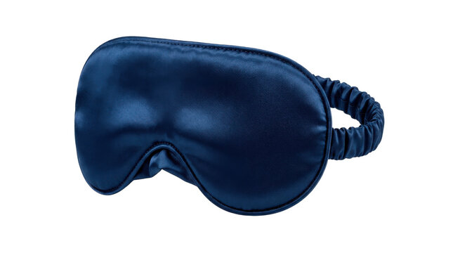 Silk sleep mask with lustrous smooth surface, softly padded eye contour and elegant premium finish, photorealistic product photography, front three-quarter view, tack-sharp focus, high-resolution 8K