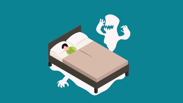 Monster Under Bed, Nightmare, and Sleep Paralysis 3d animation cartoon