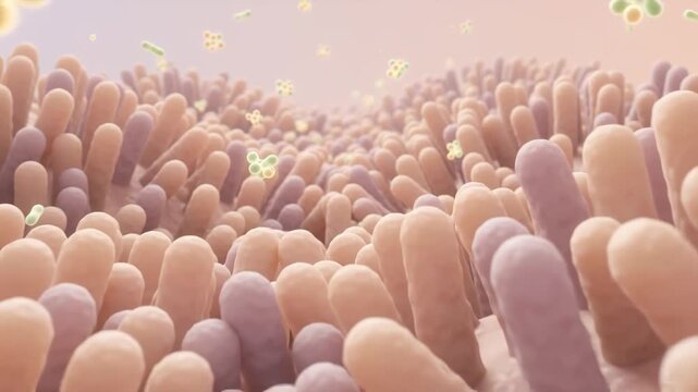 Gut microbiome fly through over intestinal villi with probiotic bacteria
