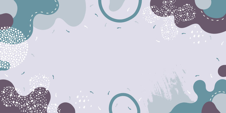 Abstract background with fluid organic shapes, circles, dots, and textures in a soft pastel color palette. Vector banner design perfect for modern backdrops, social media, templates...