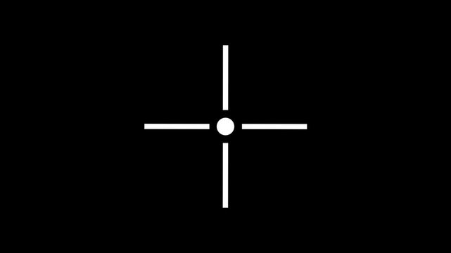White Four Direction Cross hair Icon with Central Circle, Target Point, Alignment Marker, Navigation Symbol and Precision Interface Element with on Background.