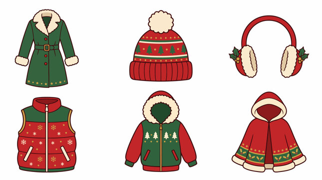 Winter Clothing Set Coat Beanie Earmuffs Vest Jacket Christmas