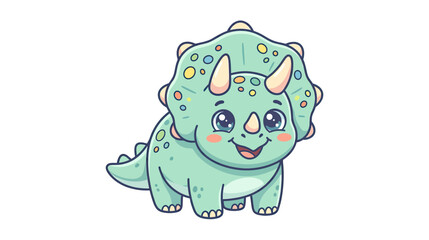 Cute cartoon triceratops dinosaur isolated © tongi