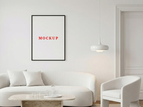 Blank White Poster Frame Wall Minimal Mockup