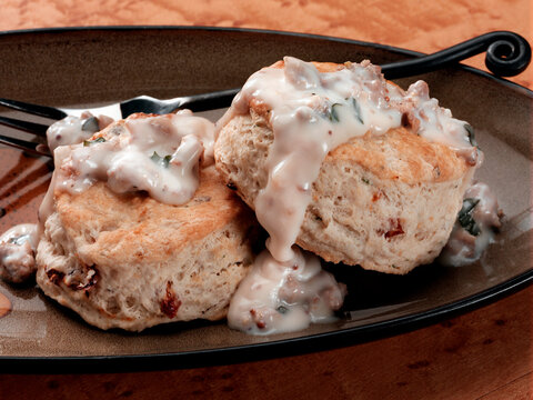 Biscuits and Sausage Gravy classic southern breakfast dish