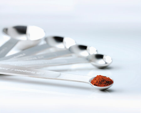 Paprika powder in a small measuring spoon