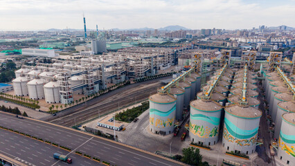 Aerial view of large industrial factory storage tank area © Zhaorui