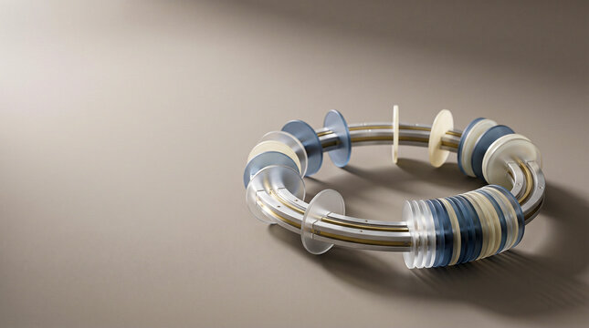Minimal conceptual metal ring with glass discs illustrating time value and scheduling efficiency