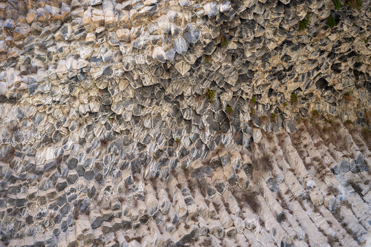 Natural Basalt Column Formation at the Symphony of Stones in Garni, Armenia.