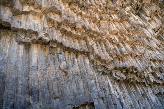 Natural Basalt Column Formation at the Symphony of Stones in Garni, Armenia.