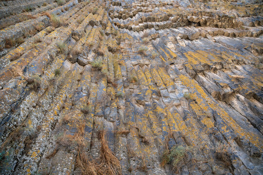 Natural Basalt Column Formation at the Symphony of Stones in Garni, Armenia.