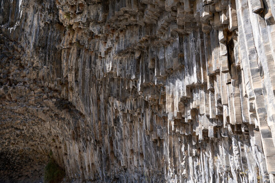 Natural Basalt Column Formation at the Symphony of Stones in Garni, Armenia.