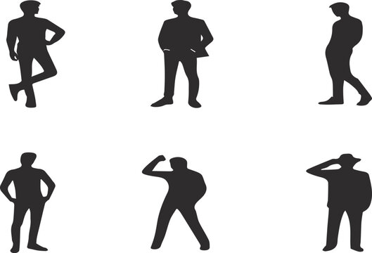 Man Silhouette Set in Varied Poses for Figure Study