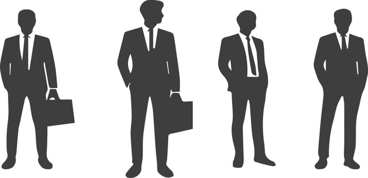 Silhouette Businessmen Set for Corporate Presentation Slides
