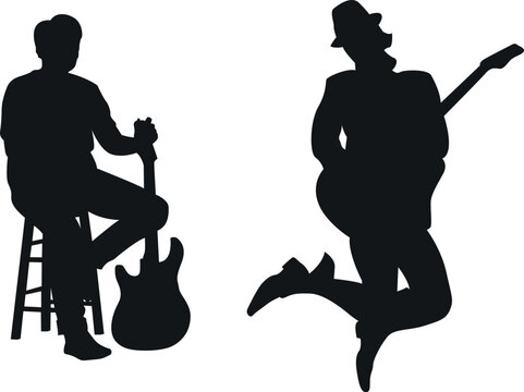 Silhouette Guitarists Playing Guitar for Music Event Posters