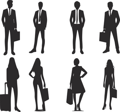 Silhouette Set of Business People for Corporate Presentations