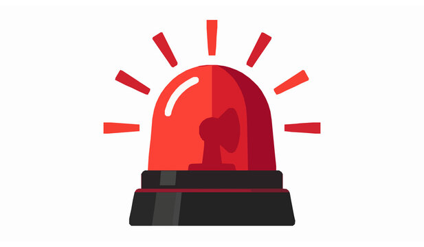 Red emergency flashing siren beacon icon vector illustration representing alert warning security system and police light