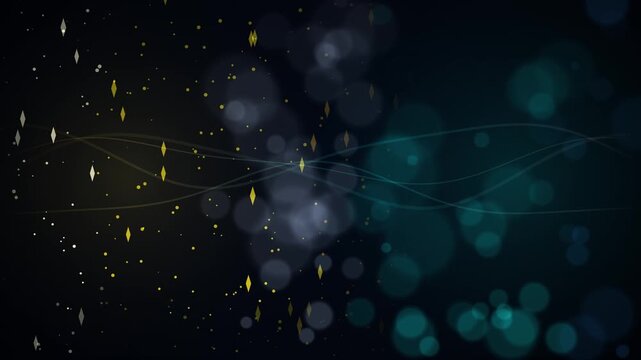 Dynamic abstract background with glowing particles bokeh lights and flowing wavy lines motion anim