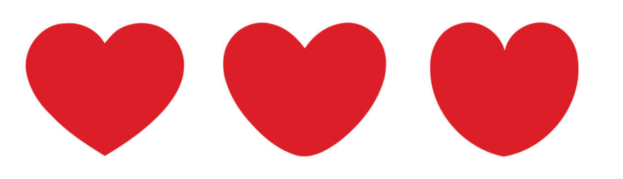 Red heart icons set. Vector Illustration