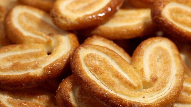 Dessert. Puff pastry cookies spin slowly	