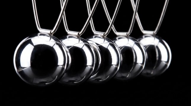 Newtons cradle metal spheres colliding showing physics motion and