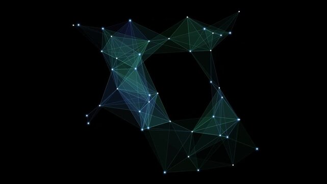 Abstract luminous geometric triangulation moving in a seamless loop