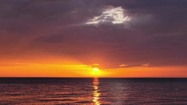 Colorful Sunset on the Seashore, Dramatic Light Timelapse. High quality 4k footage
