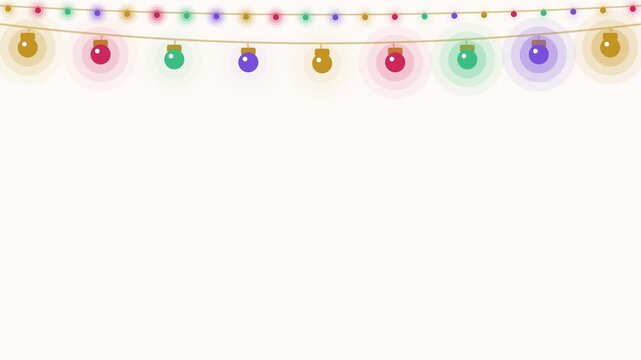 Seamless 4K looping winter holiday animation: rink lights above glowing wave. Flat vector shapes in gold and yellow on a light background with generous copy space for your own greeting or title. Horiz
