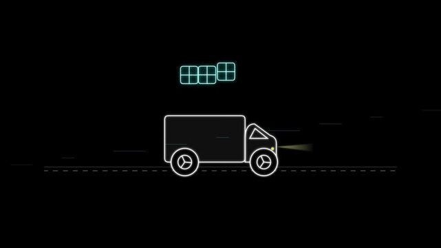 Minimal delivery truck moving fast on a clean background for logistics