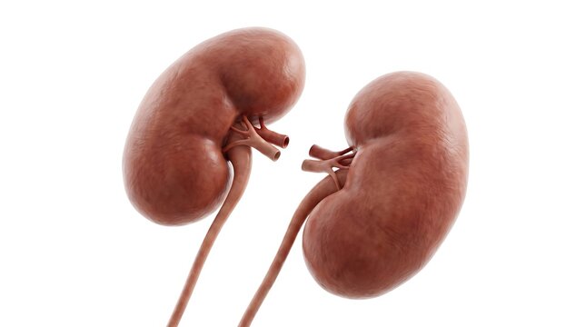 Human kidneys anatomy isolated on white background.