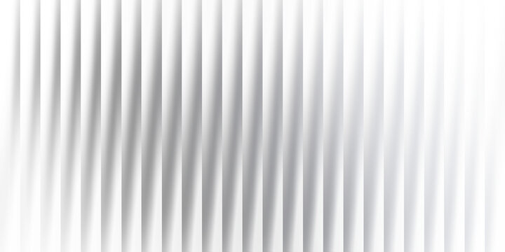 Vertical white fabric blinds with gradient shadowing against a black background
