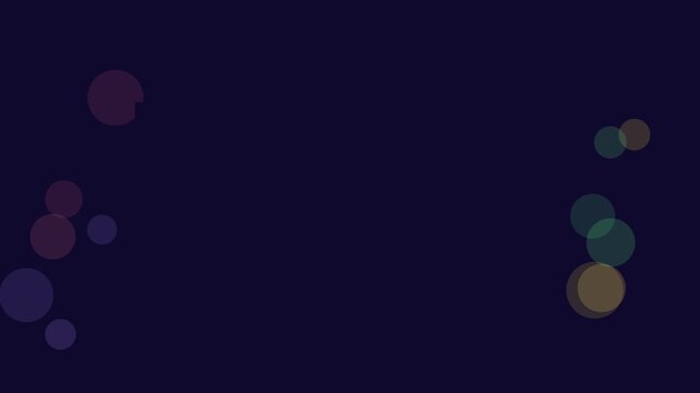 Animated festive floating light orbs rising softly in a minimal flat vector style, deep blue on a dark background. Smooth 4K seamless loop with calm motion and plenty of empty space for text. Widescre