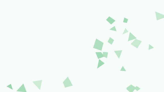Seamless 4K looping winter holiday animation: ice shards background edge drift. Flat vector shapes in green and emerald on a light background with generous copy space for your own greeting or title. H