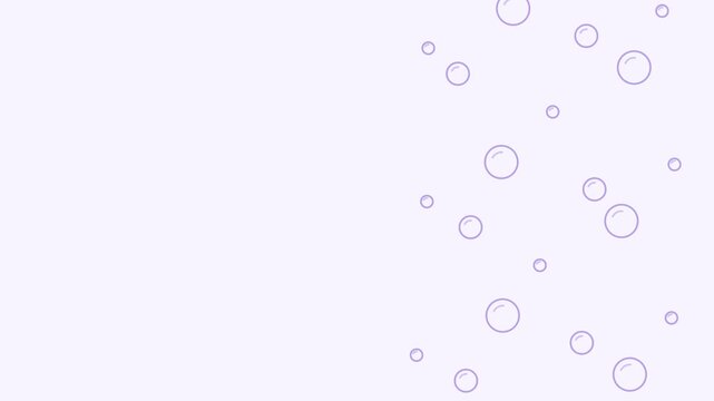 Animated festive frozen bubbles field rising slowly in a minimal flat vector style, purple and violet on a light background. Smooth 4K seamless loop with calm motion and plenty of empty space for text