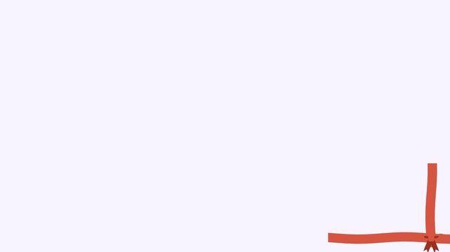 Animated festive ribbon edge corner softly quivering in a minimal flat vector style, red and pink on a light background. Smooth 4K seamless loop with calm motion and plenty of empty space for text. Wi