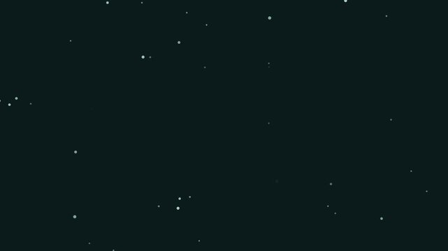 Seamless 4K looping winter holiday animation: teal snow field steady fall. Flat vector shapes in teal and turquoise on a dark background with generous copy space for your own greeting or title. Horizo