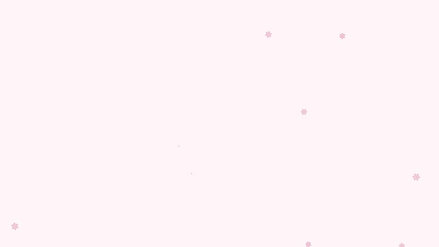 Animated festive rose winter field large flakes in a minimal flat vector style, red and pink on a light background. Smooth 4K seamless loop with calm motion and plenty of empty space for text. Widescr