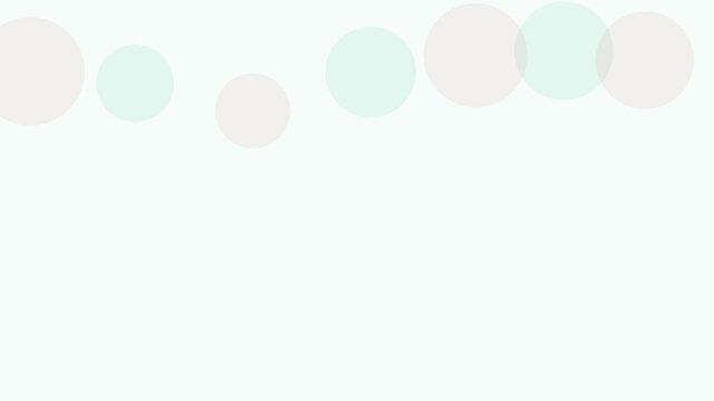 Animated festive mint light field circles gliding in a minimal flat vector style, soft neutral on a light background. Smooth 4K seamless loop with calm motion and plenty of empty space for text. Wides
