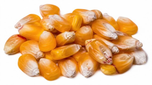A pile of golden corn kernels, close-up view, showing texture and natural colors.